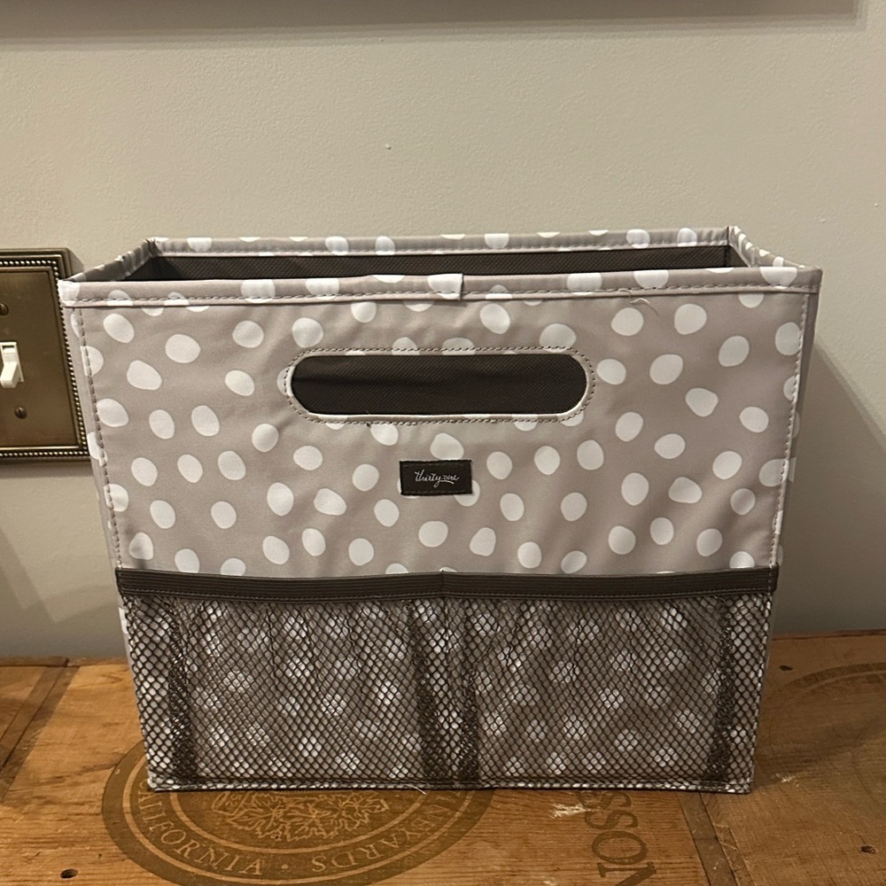 Thirty-One Gray and White Polka Dot Organizer